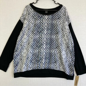 NEW DKNY Soft Stretch Animal Print Long Sleeve Pull-over Top 2X
